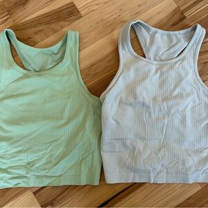 Lululemon cropped Eb to Street tanks- Mint Green and Light Gray